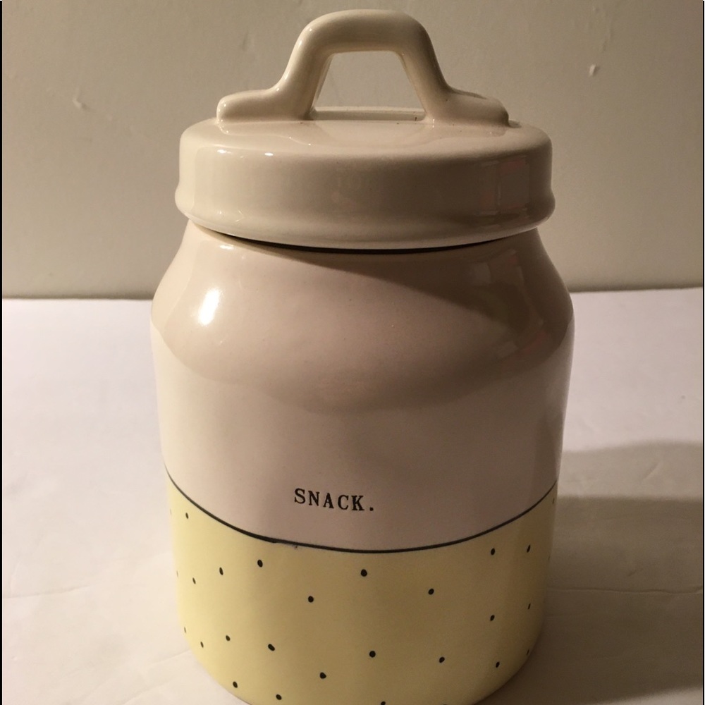 Rae Dunn jar canister SNACK.